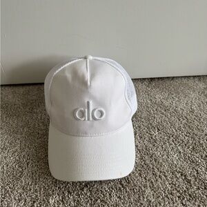 ALO Yoga Kids White Mesh Trucker Cap